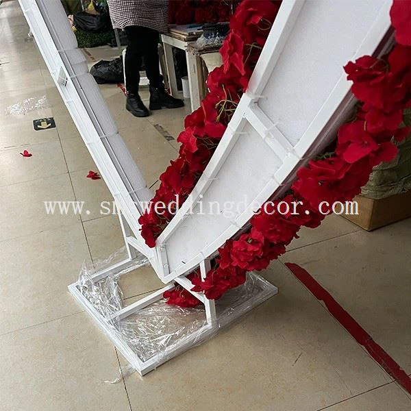 red heart flower arch