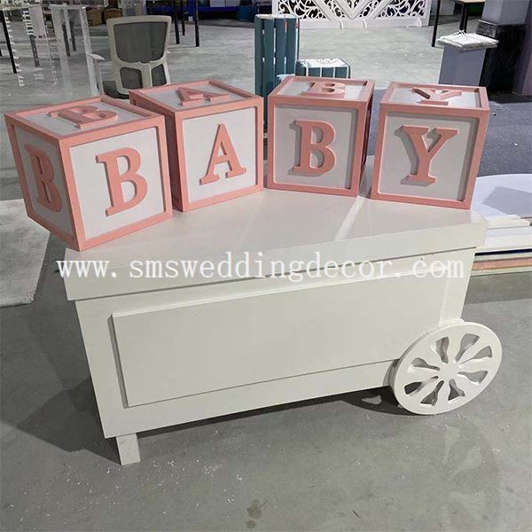 pink baby block centerpiece